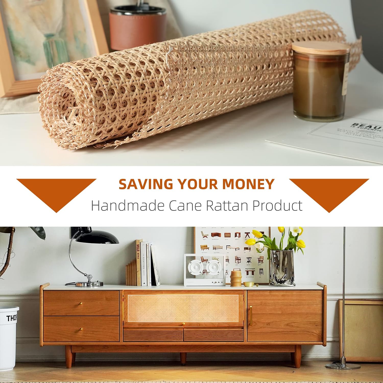 18" Width Cane Webbing Rattan Webbing 3.3Ft Natural Rattan Caning Material for Cabinet,Chair,Dresser, Furnitur,with 3/7.5" Groove Chair Caning - Image 5