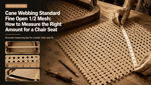 Cane Webbing Standard Fine Open 1/2 Mesh chair seat measurement guide