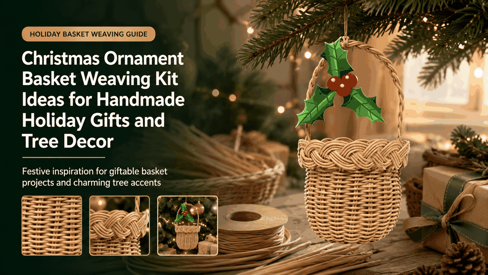 Christmas Ornament Basket Weaving Kit ideas for miniature handwoven holiday gifts and tree decor