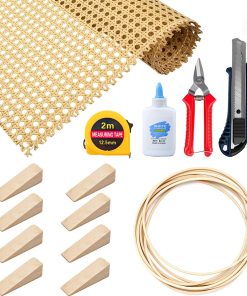 15 Pcs Rattan Repair Kits - Rattan Caning Material for Chairs and Cabinets, Woven Open Mesh Wicker Repair Kit for DIY Home Projects and Furniture (Wood) - 1