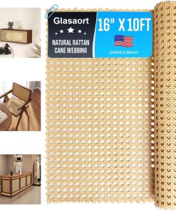 Glasaort 16 x 10FT Natural Rattan Cane Webbing Roll, Rattan Webbing Roll - 1