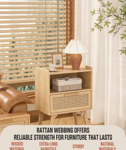 Alternative view of Glasaort 16" x 10FT Natural Rattan Cane Webbing Roll, Rattan Webbing Roll