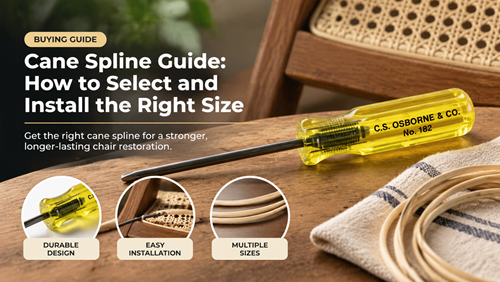 Cane spline guide showing groove measurement and reed spline installation