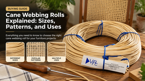 Cane webbing rolls in different sizes and patterns for furniture and DIY projects