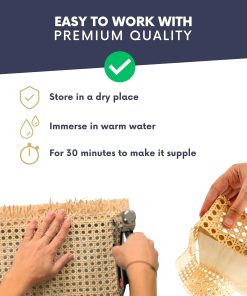 Alternative view of Natural Rattan Cane Webbing Roll – Prewoven Wicker Sheet for Furniture Repair, Cabinets & Chairs (24in x 5Feet Hexagon)