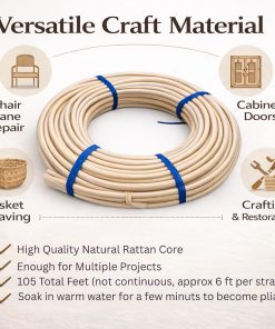 Alternative view of Natural Rattan Core, Spline for Chair Caning, Basket Weaving, Aromatherapy (5MM Natural Round Spline) - 105 feet