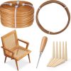 Sieral Rattan Repair Kit, 1 PC 1-10inch x 270ft Flat Cane Webbing Roll, 4-25 Inch x 7.8ft Spline, Caning Chisel and 12 Pcs Wooden Pegs for Chair, Cabinet & Wicker Furniture Restoration (Brown) - 1